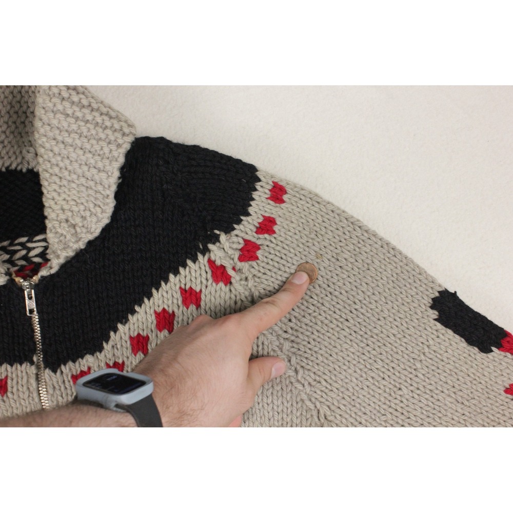 Vintage Mary Maxim Antique Autos 433 "Cowichan" Car Mens L Sweater Zip Cardigan - Picture 6 of 14